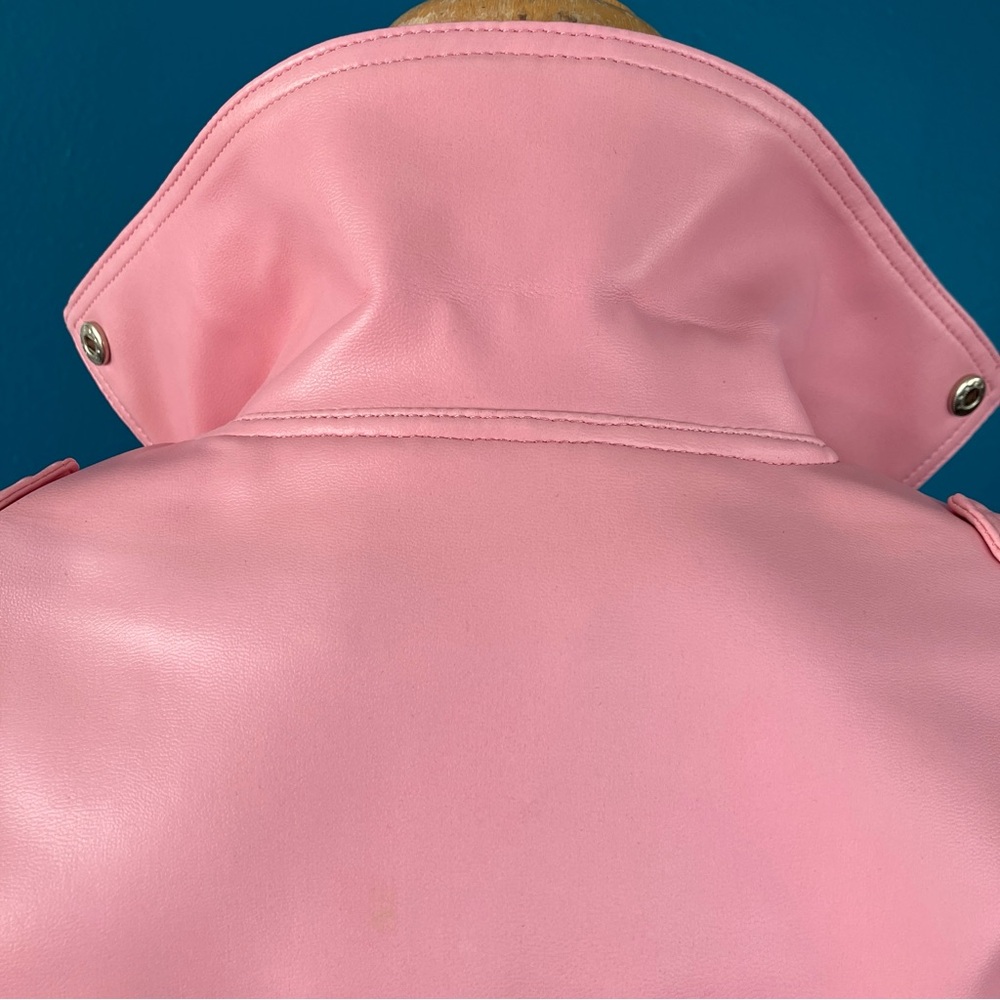 Pinup Couture Pink Vegan Leather Motorcycle Jacket Cropped Bolero Size XS - Picture 9 of 16